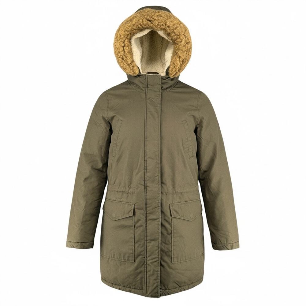 LEVI’s Hooded Parka w/ Faux Fur Trim in Olive Green Size Small Medium Like New